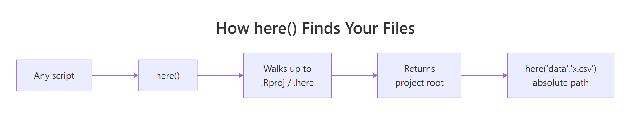 here() walks up to find the project root